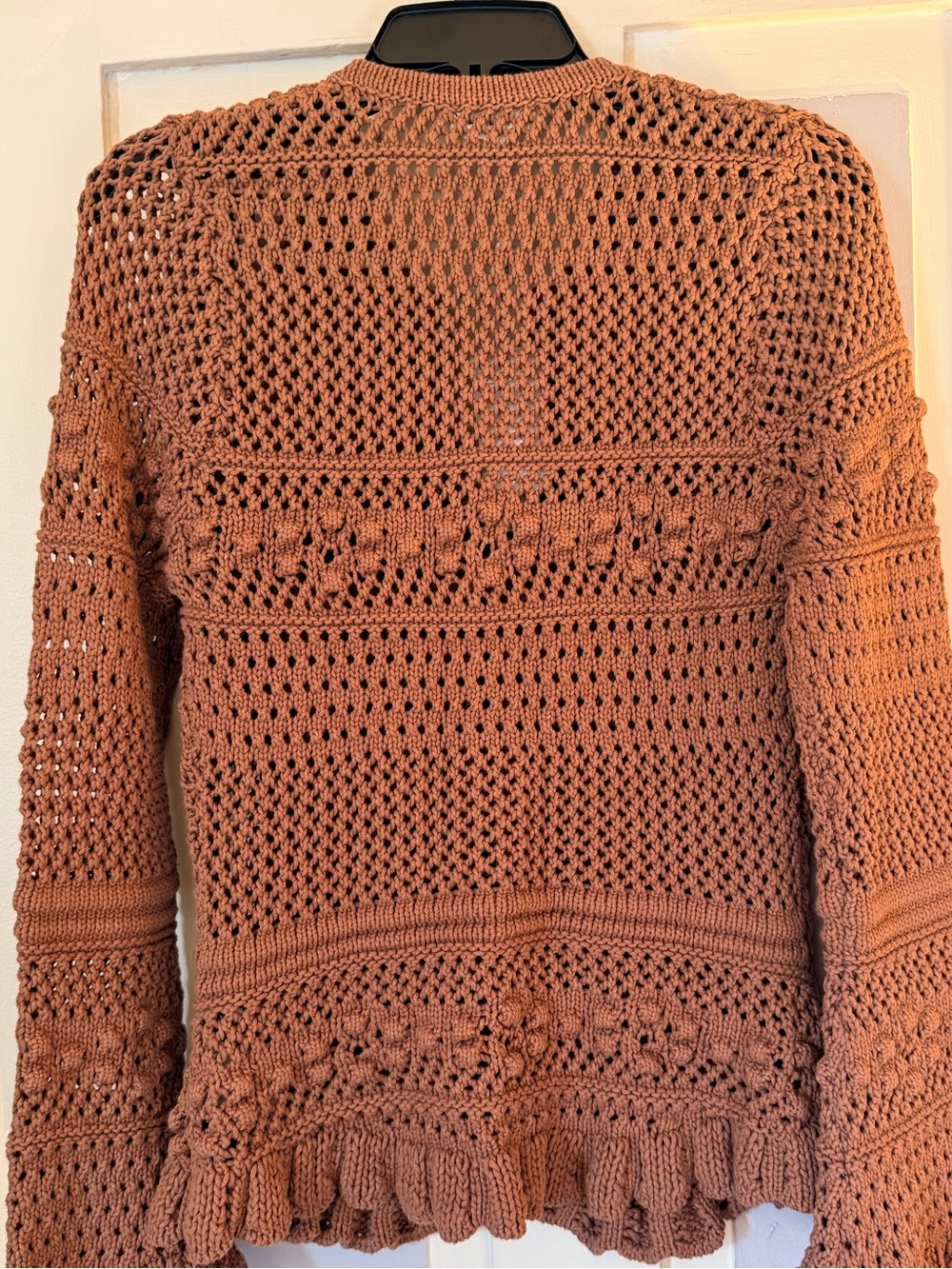 Lagence Brown Kiva Open Stitch Ruffle Cardigan NWT - Picture 7 of 11